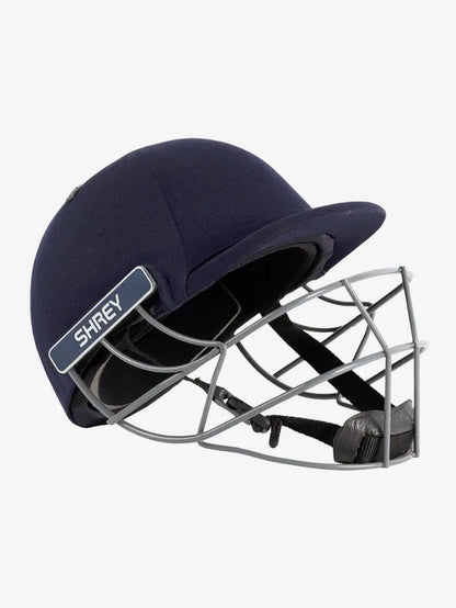 Steel helmet from Shrey Performance by Cric Studio Canada in navy blue, featuring a durable design and padded interior.