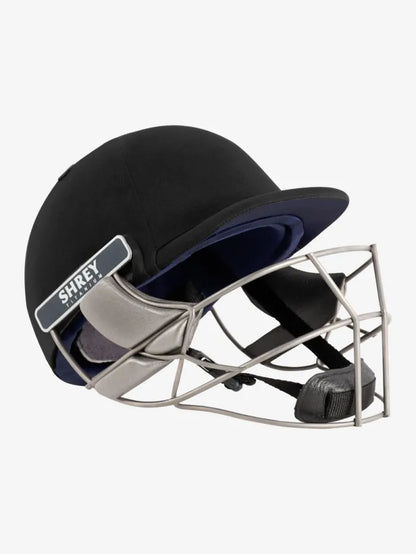 Shrey Pro Guard Titanium cricket helmet in black with air ventilation, designed for protection and comfort during matches.