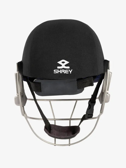 Shrey Pro Guard Titanium cricket helmet in black with air ventilation, designed for protection and comfort during matches.