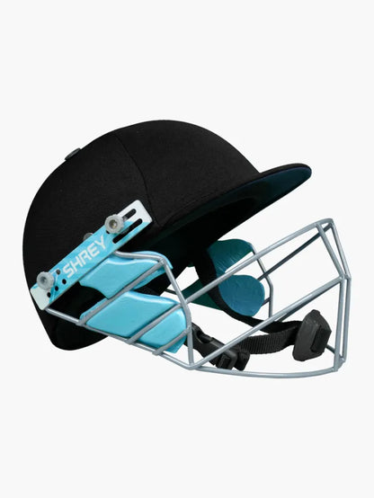 Black Shrey Start 2.O Junior Steel helmet by Cric Studio Canada, featuring durable steel construction for young riders.