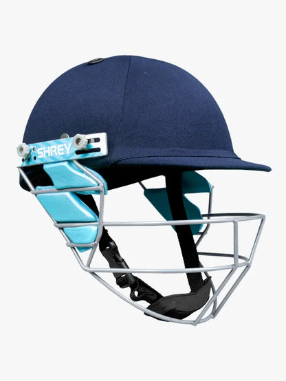 Cric Studio Canada Shrey Star Junior cricket kit with helmet, including bat, pads, and accessories in navy, displayed in a kitbag.