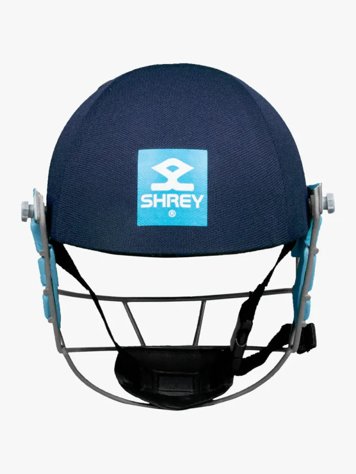 Cric Studio Canada Shrey Star Junior cricket kit with helmet, full set in navy blue, displayed in a kitbag for young players