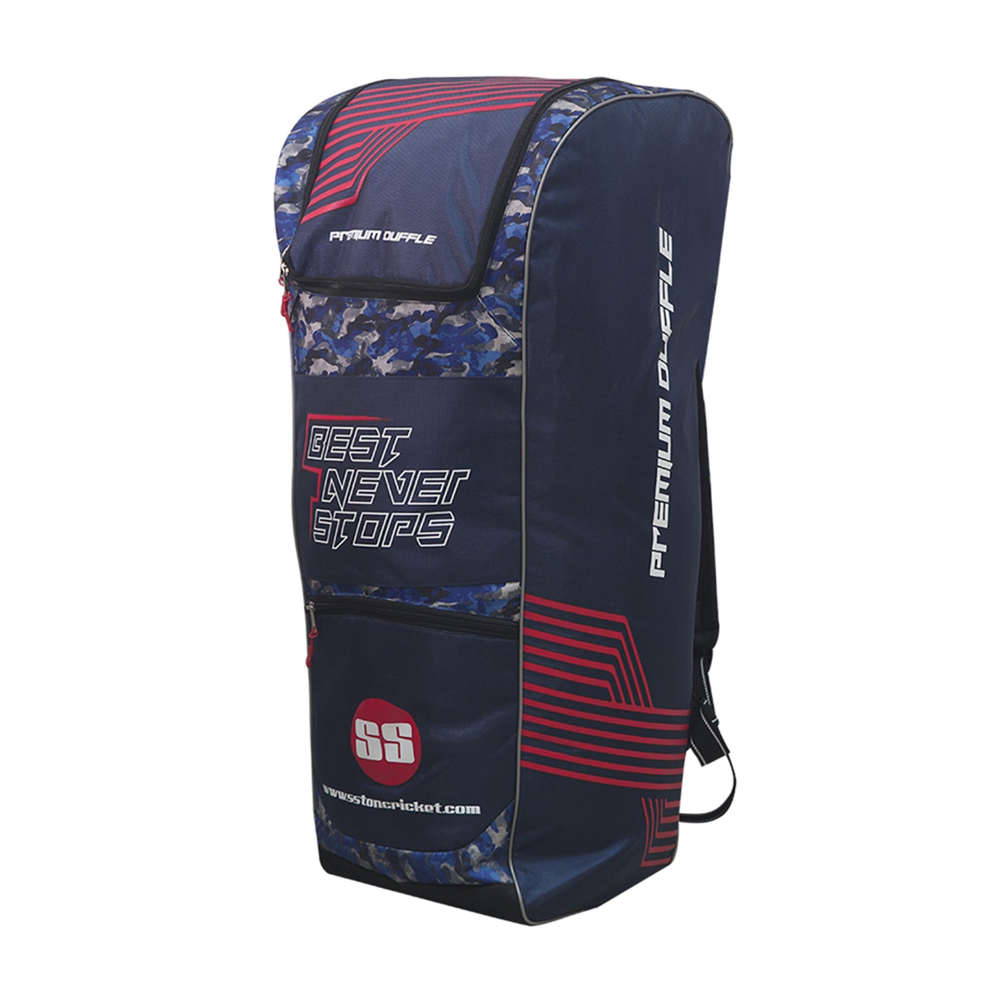 Cricket kit bag by Cric Studio Canada with 6 bat sleeves, premium duffle design, spacious storage for cricket gear.