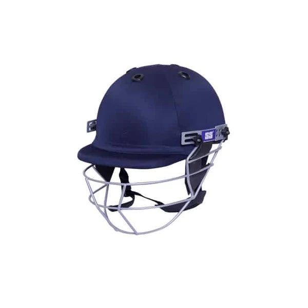Cricket helmet from Cric Studio Canada, SS Helmet Heritage series, with protective grille and white design for cricket safety.