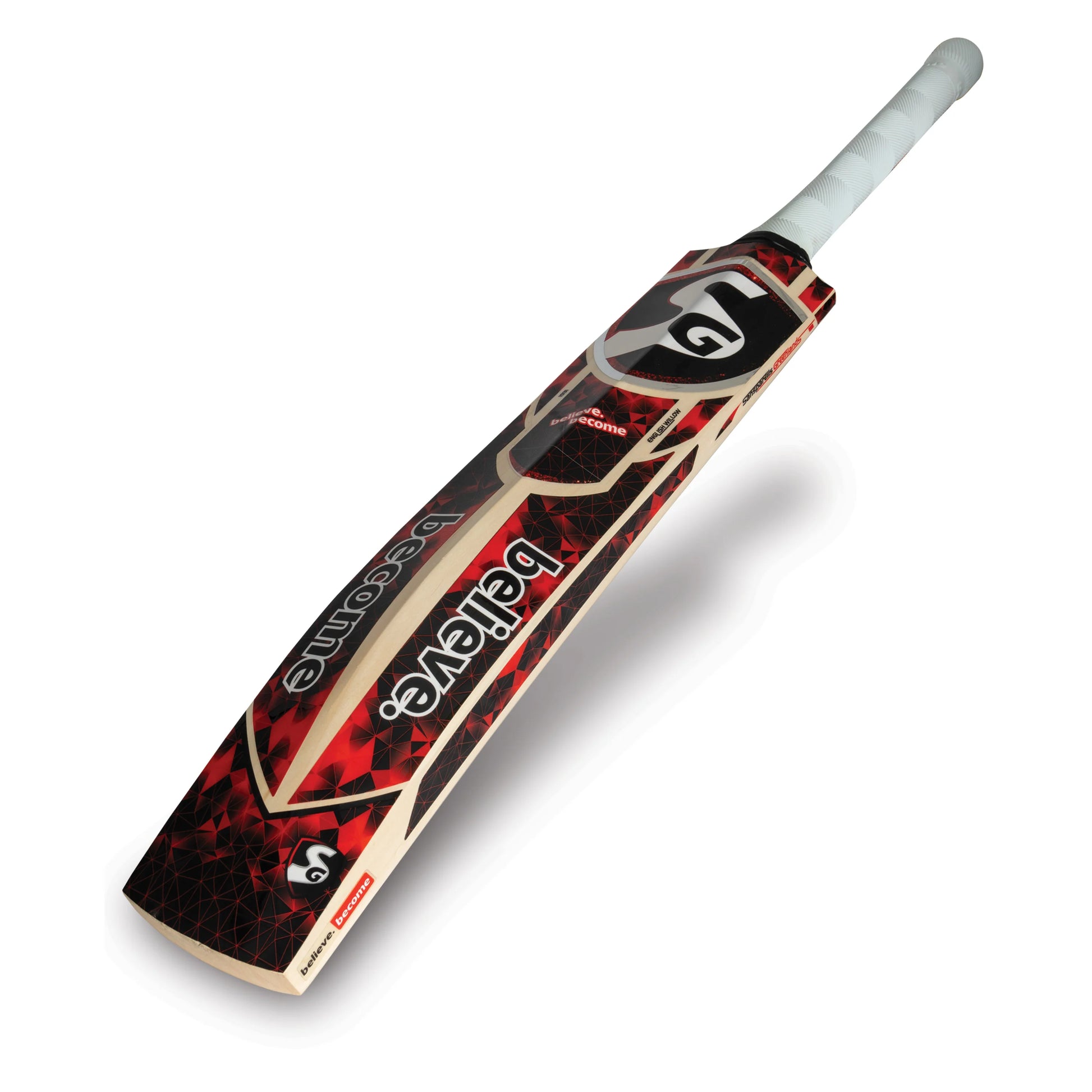 Cricket bat Sierra 150 EW by Cric Studio Canada, showing the wooden blade and handle with detailed grain and craftsmanship.