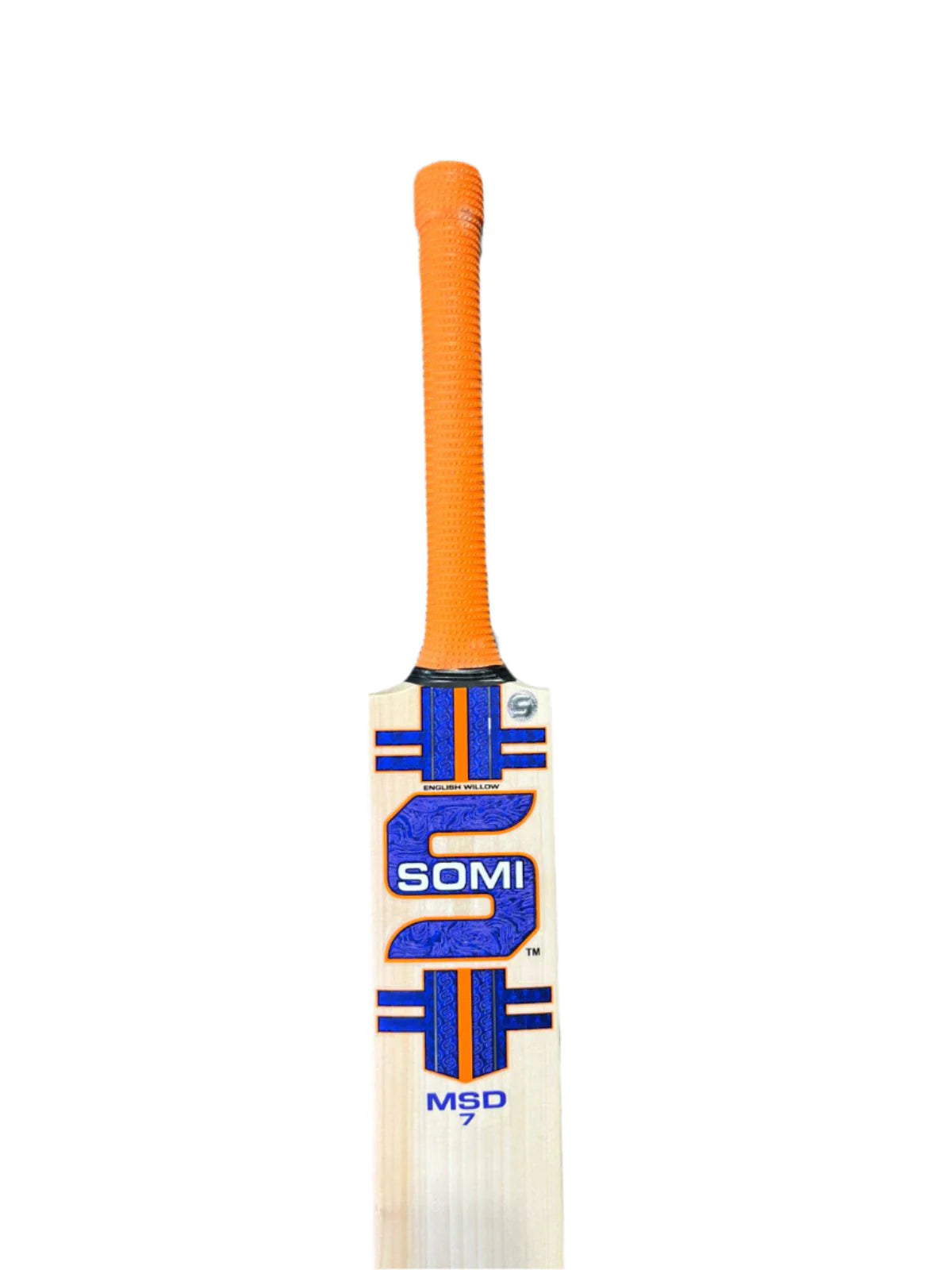 Cric Studio Canada Somi MSD 7 English Willow cricket bat with front view, showcasing size SH and handle grip.