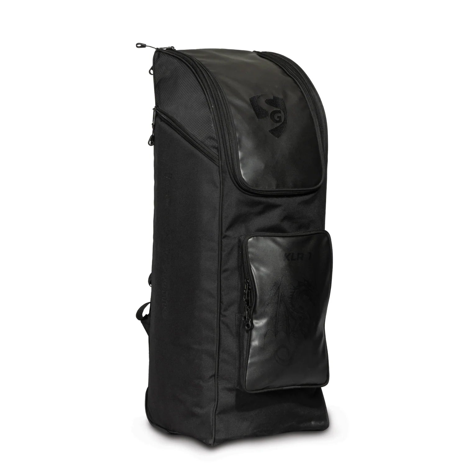 Cric Studio Canada SG KLR Wheelie Duffle Junior Cricket Kit Bag with wheels and shoulder strap, black and red design for young players