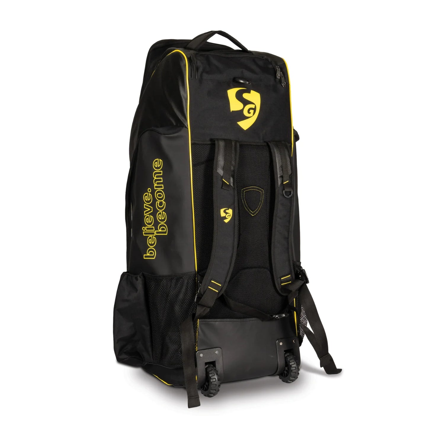 Cric Studio Canada SG V12 Junior Duffle kitbag with sports logo, black with red accents, designed for young athletes.