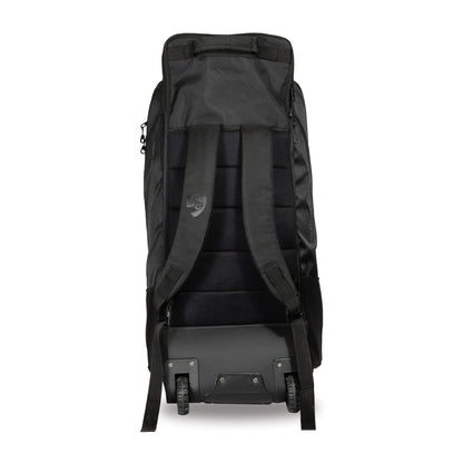 Cric Studio Canada SG KLR Wheelie Duffle Cricket Kit Bag with wheels and shoulder strap, black and red sports kit storage for cricket gear.