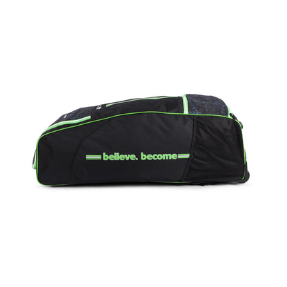 Cric Studio Canada SG Jaffa Duffle Wheelie 2.0 kitbag with sturdy black design and wheeled handle for easy transport.