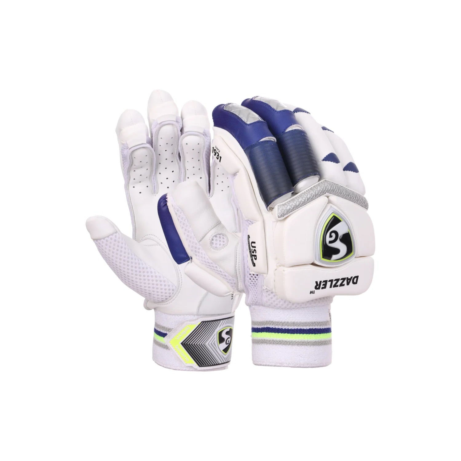 Cric Studio Canada SG Dazzler batting gloves with padded palms and adjustable wrist straps for cricket batting protection.