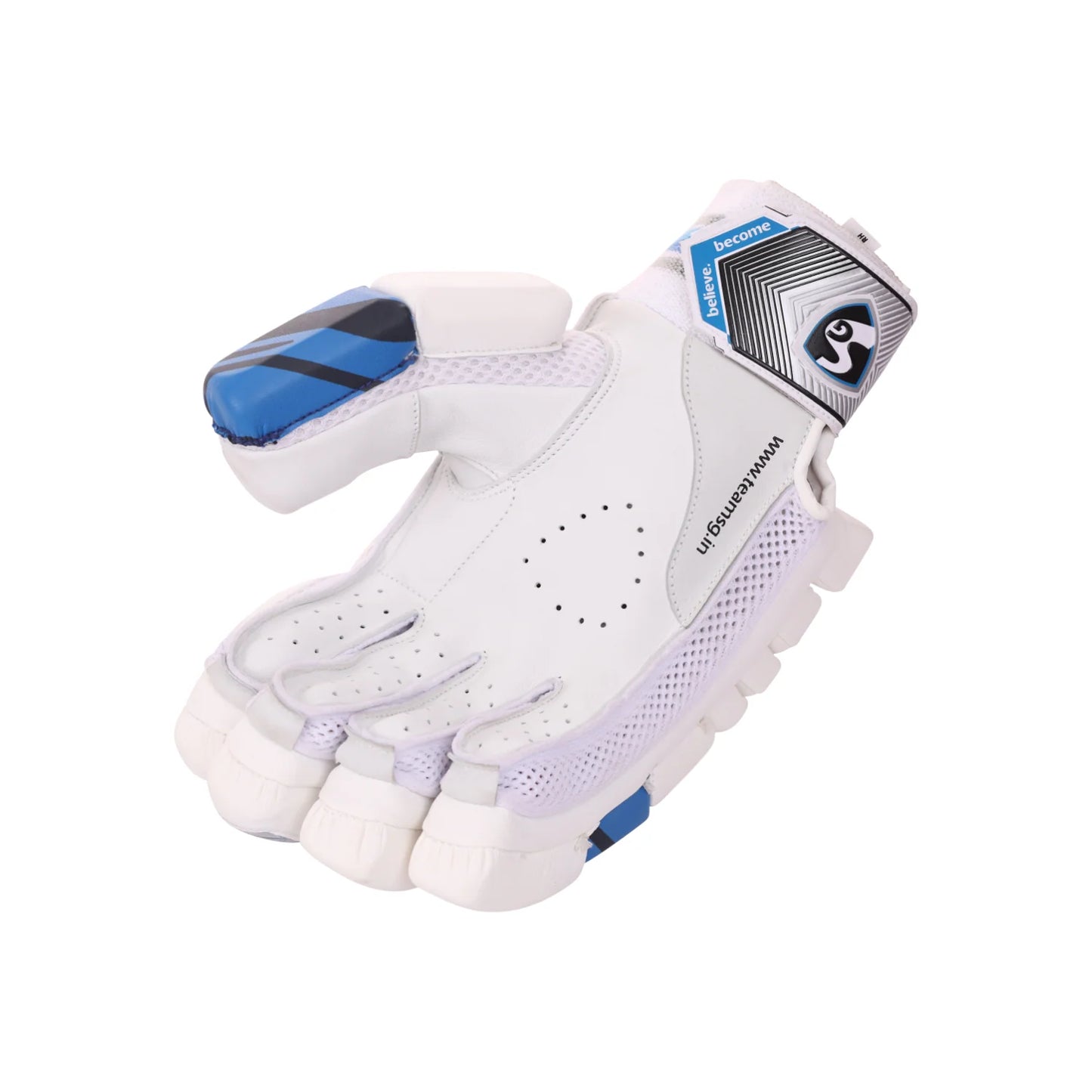 Cric Studio Canada G Maxilite Ultimate Batting Gloves showing padded palms and adjustable wrist straps for cricket players