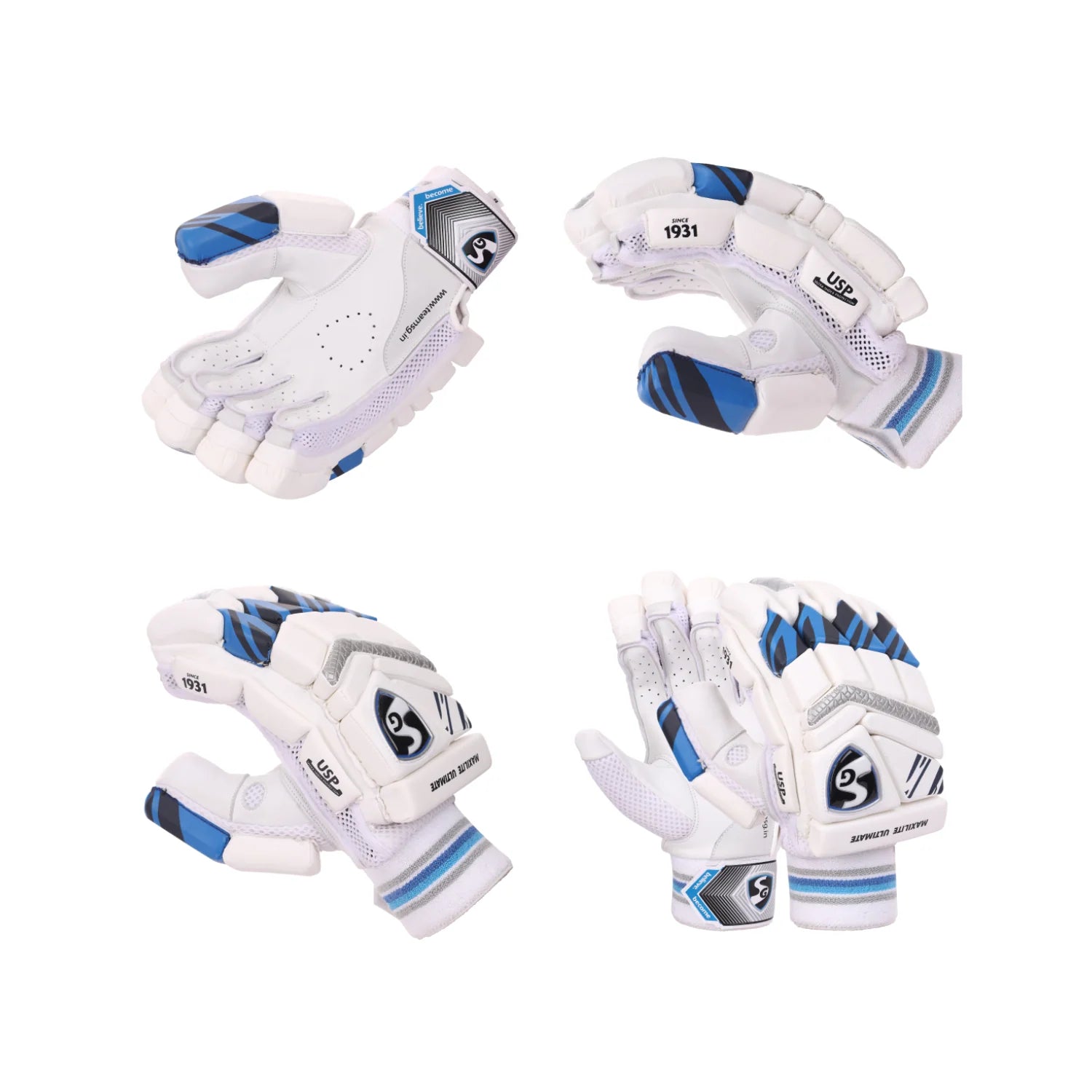 Cric Studio Canada G Maxilite Ultimate batting gloves with padded palms and adjustable wrist straps for cricket batting protection