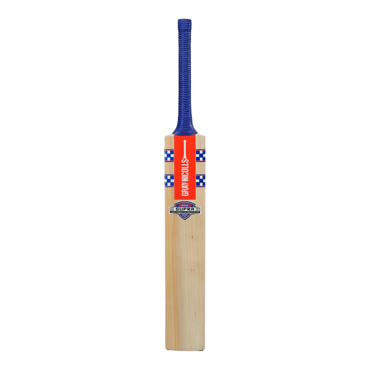 Cricket bat GN GN5 Supra EW by Cric Studio Canada, showing the wooden surface with grip handle and brand logo.