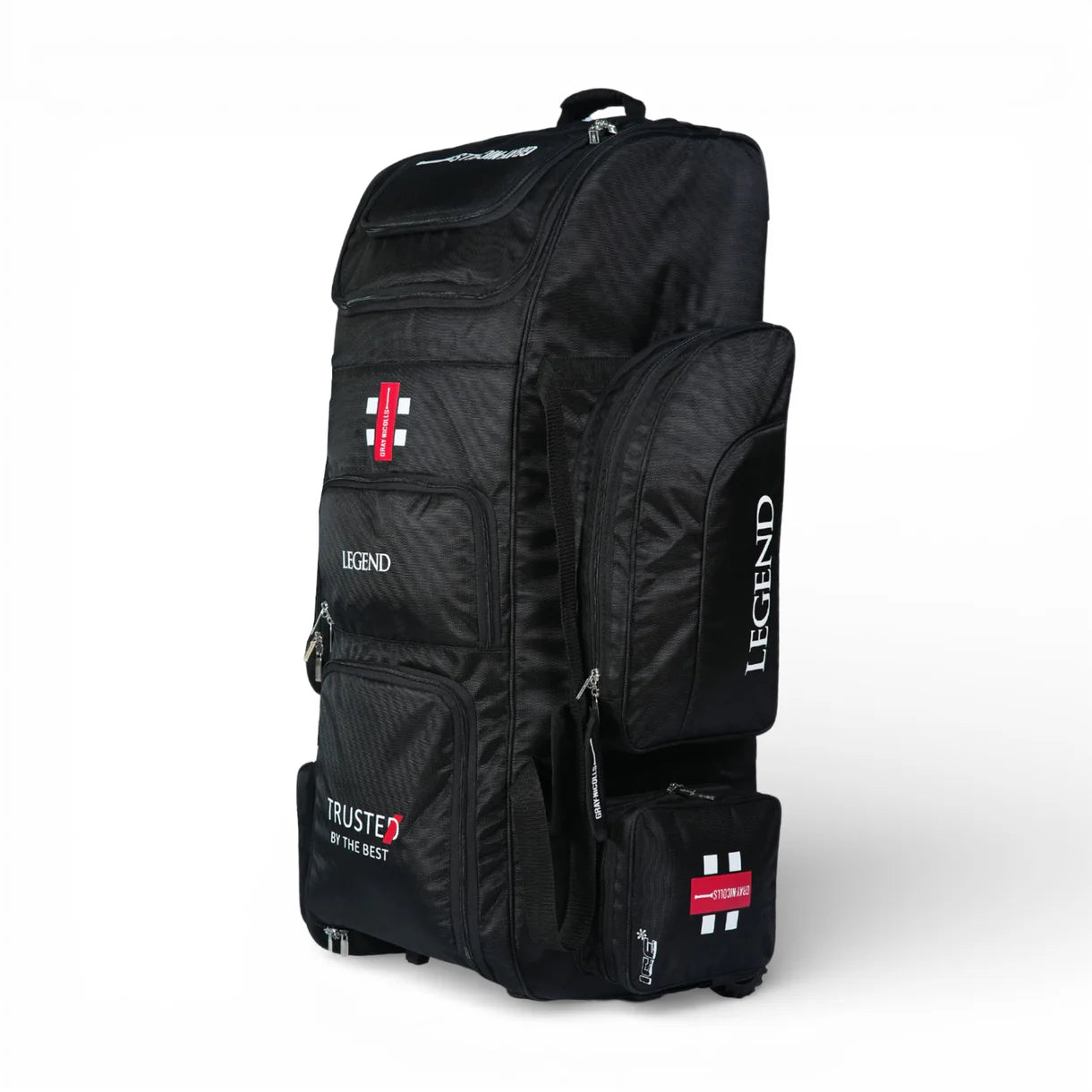 Gray-Nicolls GN10 Legend cricket trolley kitbag with spacious storage and sturdy wheels, designed for easy transport of cricket gear.