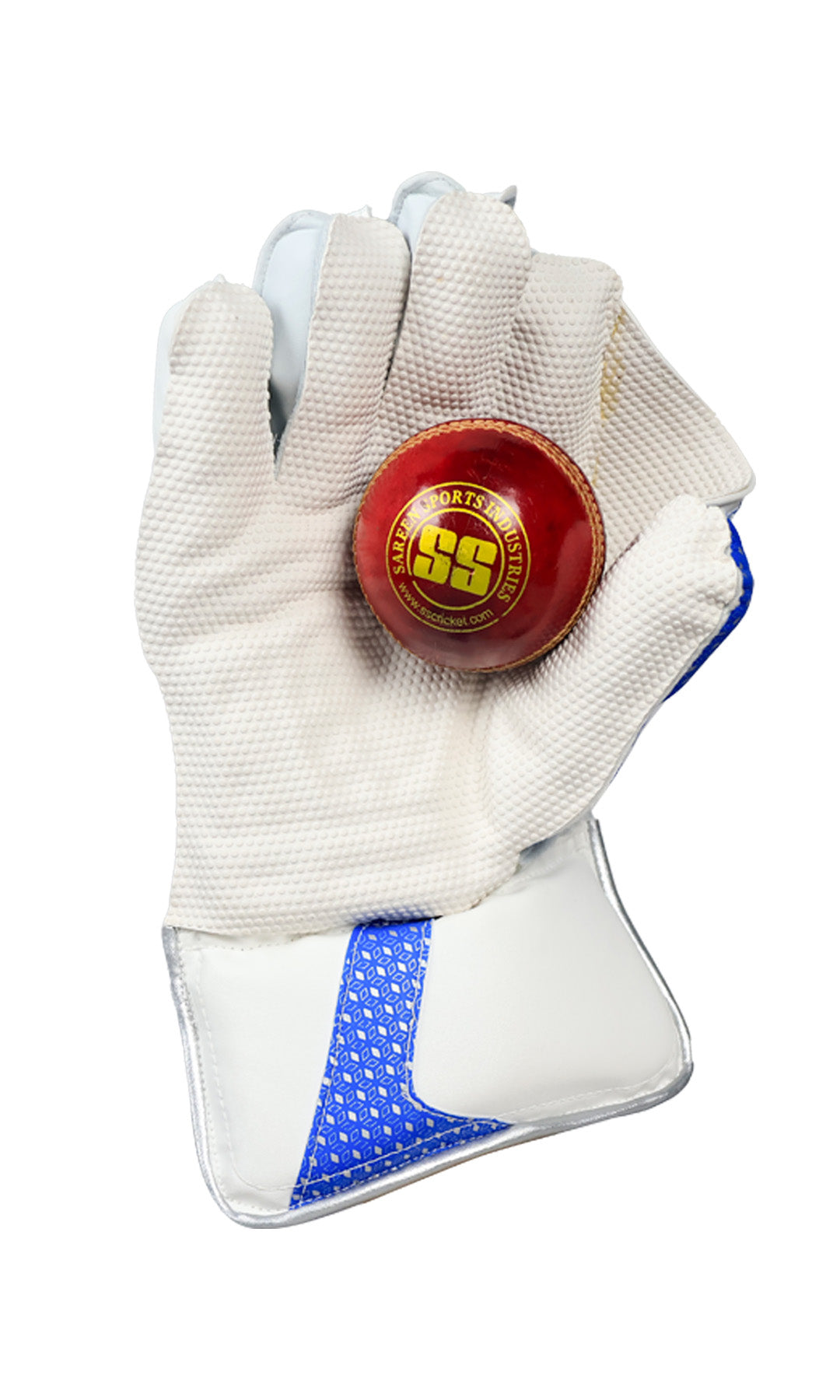 Cricket wicketkeeping gloves by Cricstudio.canada, SS TON Gutsy W/K Gloves, showing padded palm and finger protection.