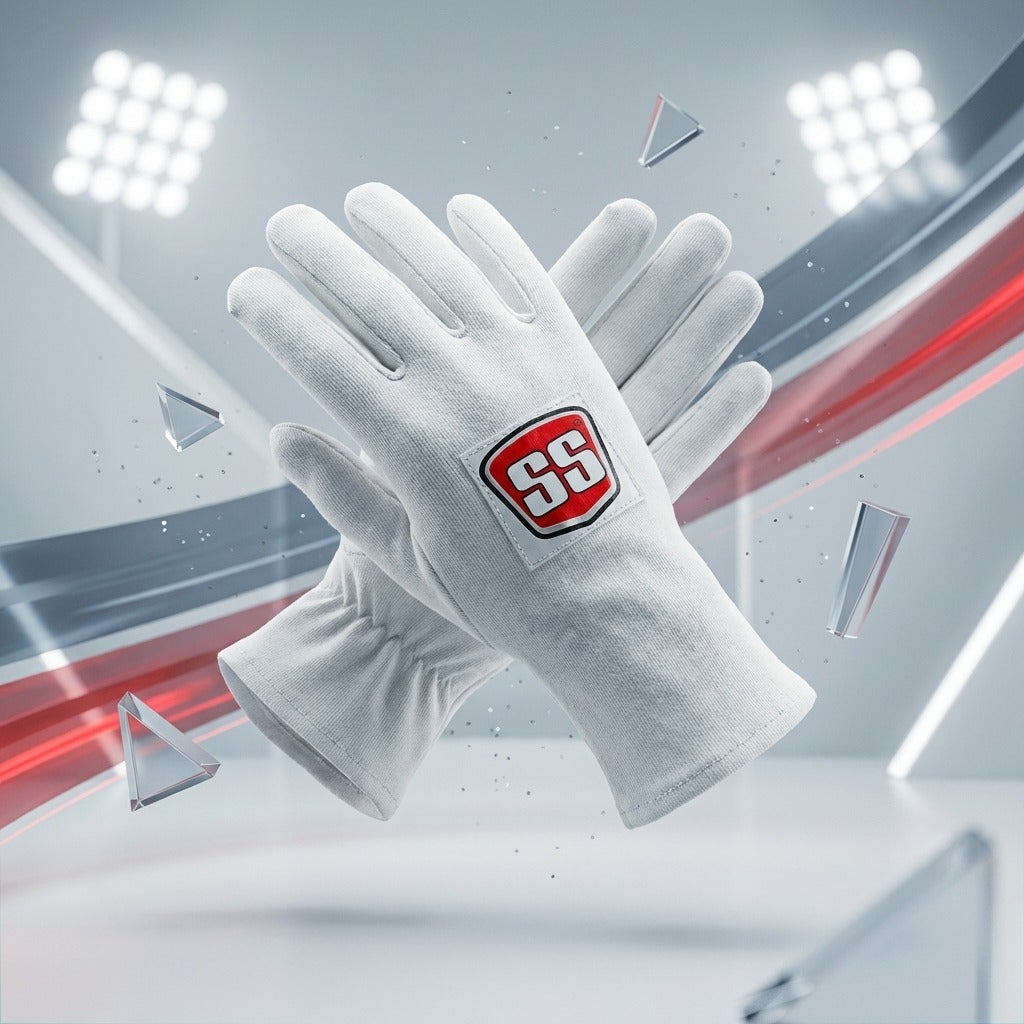 Cric Studio Canada SS Club Batting Inner Gloves, accessories, showing padded white and blue inner gloves for cricket batting protection.