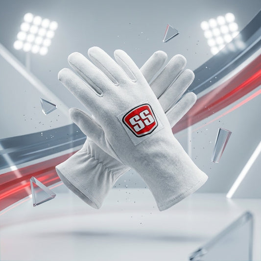 Cric Studio Canada SS Club Batting Inner Gloves, accessories, showing padded white and blue inner gloves for cricket batting protection.