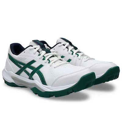 Asics Gel-Peake 3 Cricket Shoes 2026 White Jasper Green pair angled view