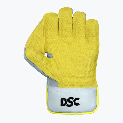 DSC Condor Flite wicket keeping gloves by Cric Studio Canada, black and yellow cricket gloves with padding and grip for wicket keepers.