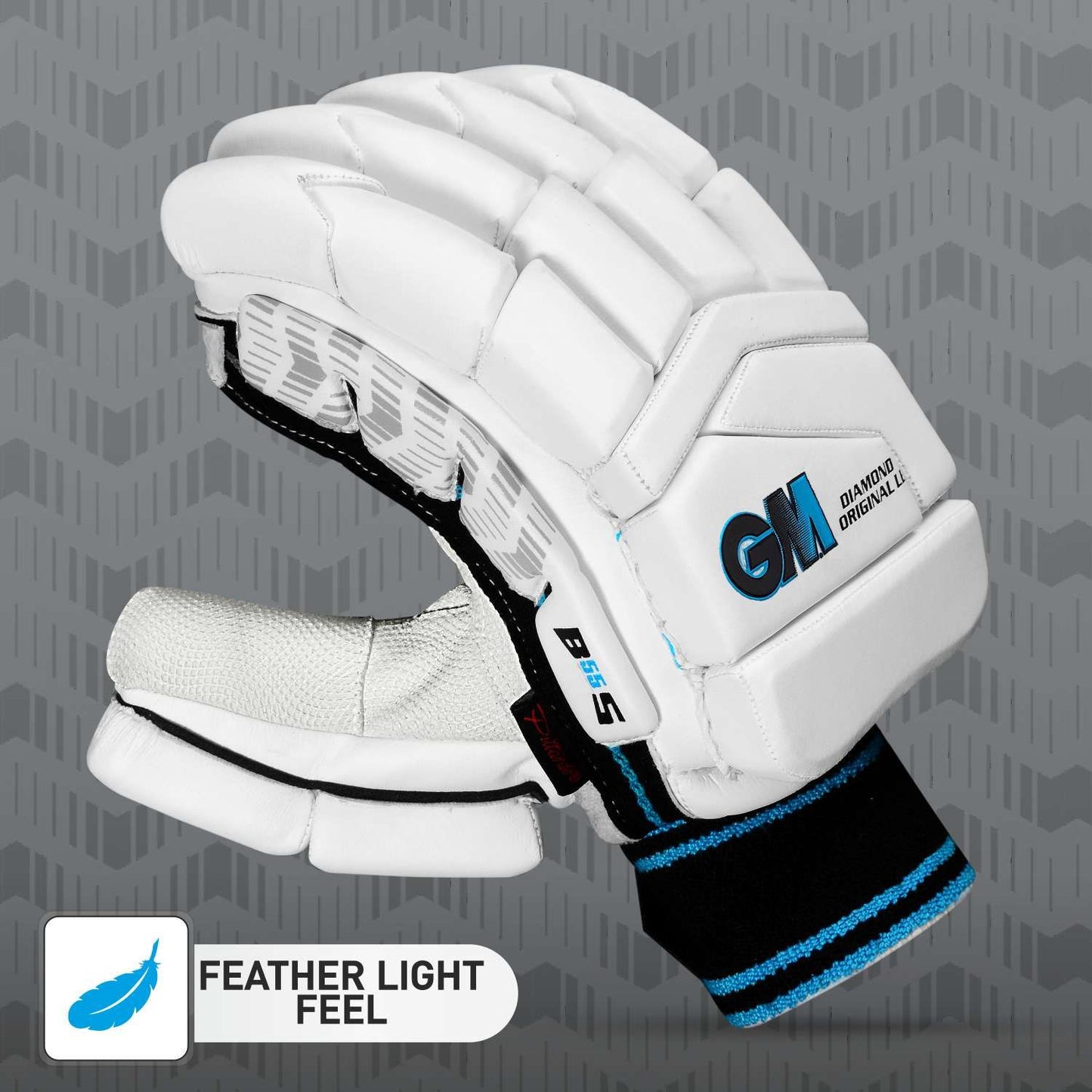Cric Studio Canada GM Diamond Original L.E Batting Gloves with padded palms and adjustable wrist straps for cricket batting.