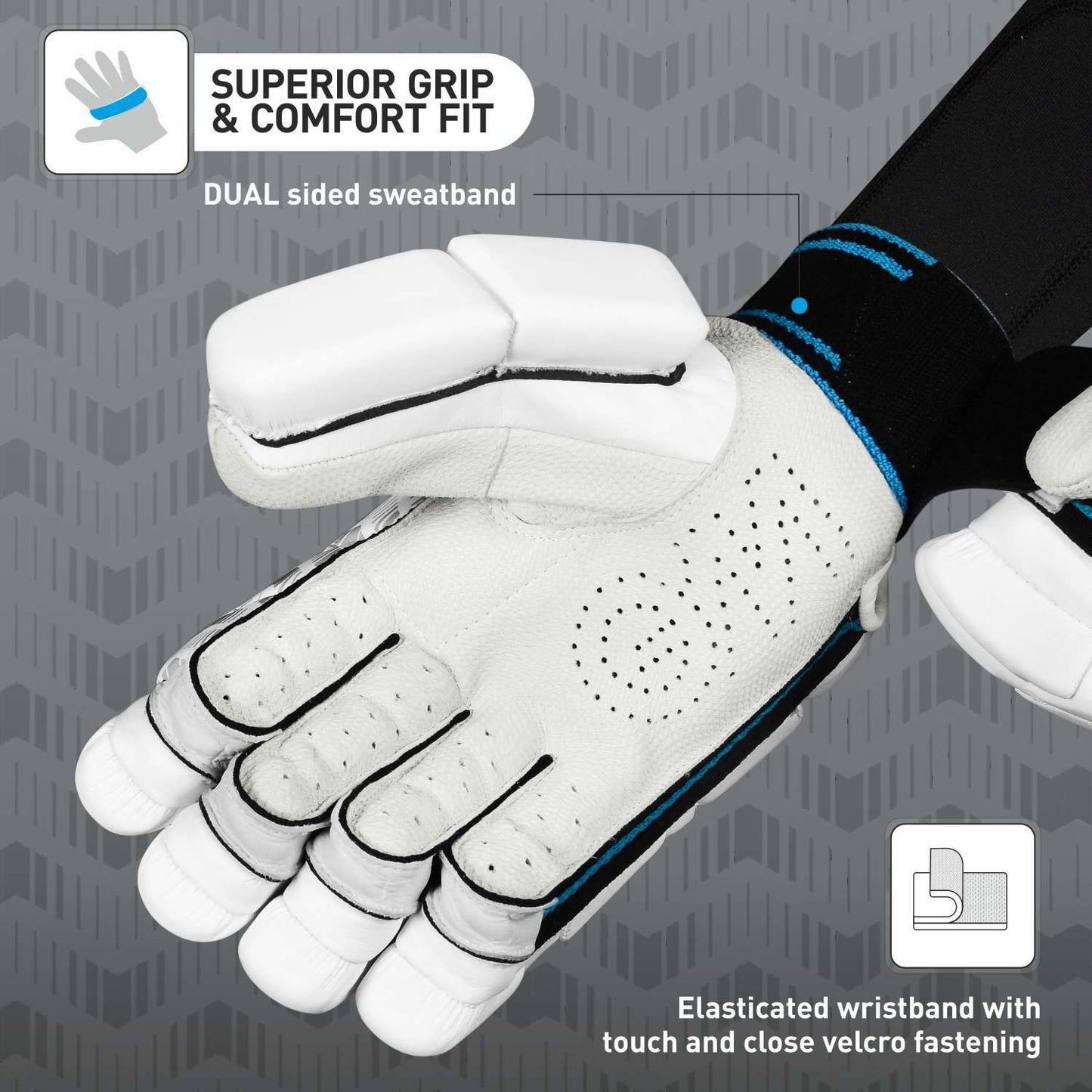 Cric Studio Canada GM Diamond Original L.E batting gloves with padded palms and adjustable wrist strap for cricket batting.
