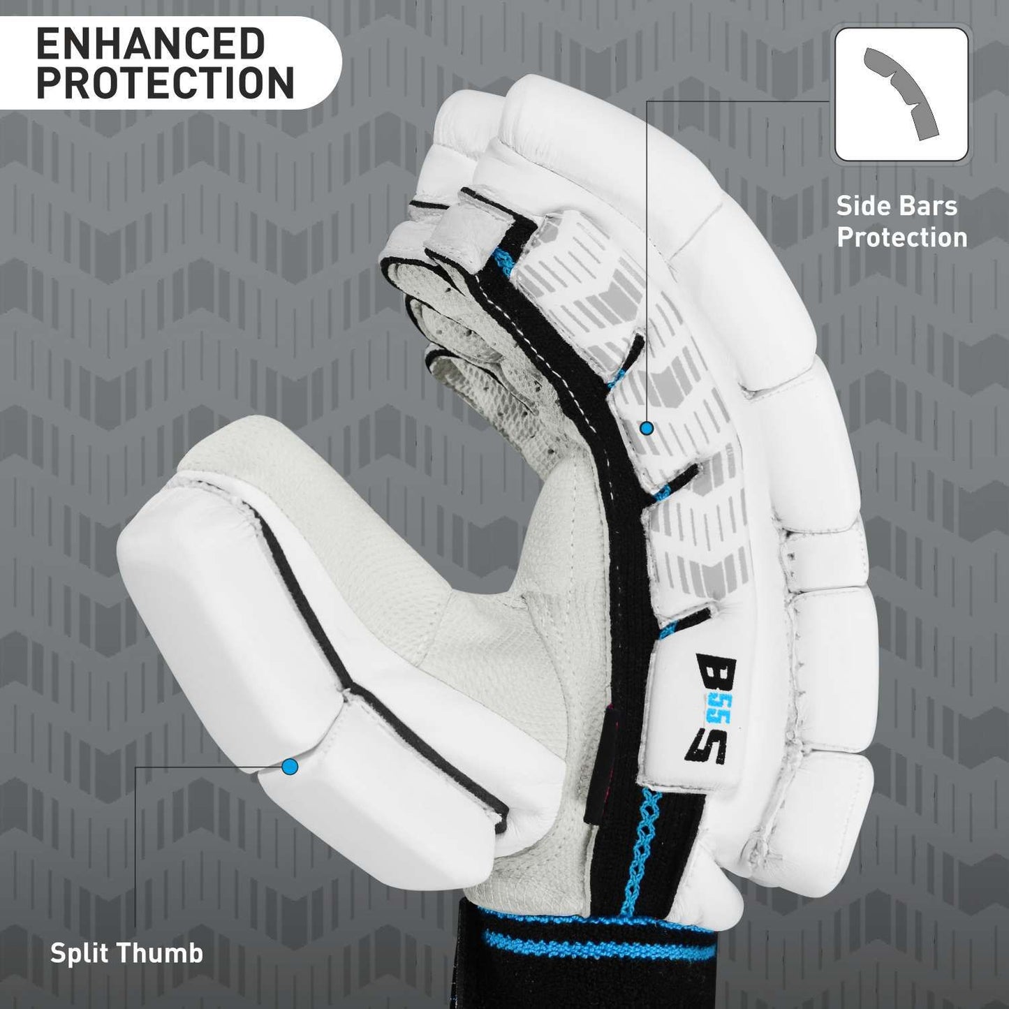 Cric Studio Canada GM Diamond Original L.E Batting Gloves with padded palms and adjustable wrist straps for cricket batting.