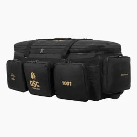 Black DSC 1001 Wheelie Kit Bag by Cric Studio Canada, full kit with sturdy wheels and handles for easy transportation.