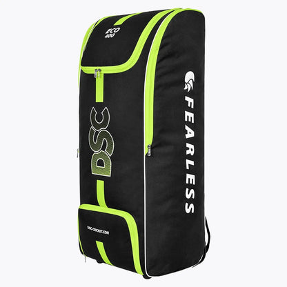 Cric Studio Canada DSC Eco 400 Wheelie Kitbag with sturdy wheels and multiple compartments for cricket gear storage.