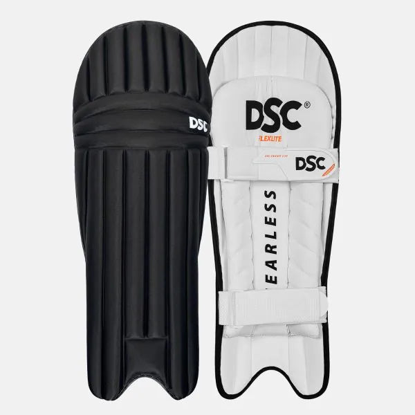 Cric Studio Canada Flex Lite Moulded Batting Leg Guard in black, lightweight cricket batting leg guard with protective padding.