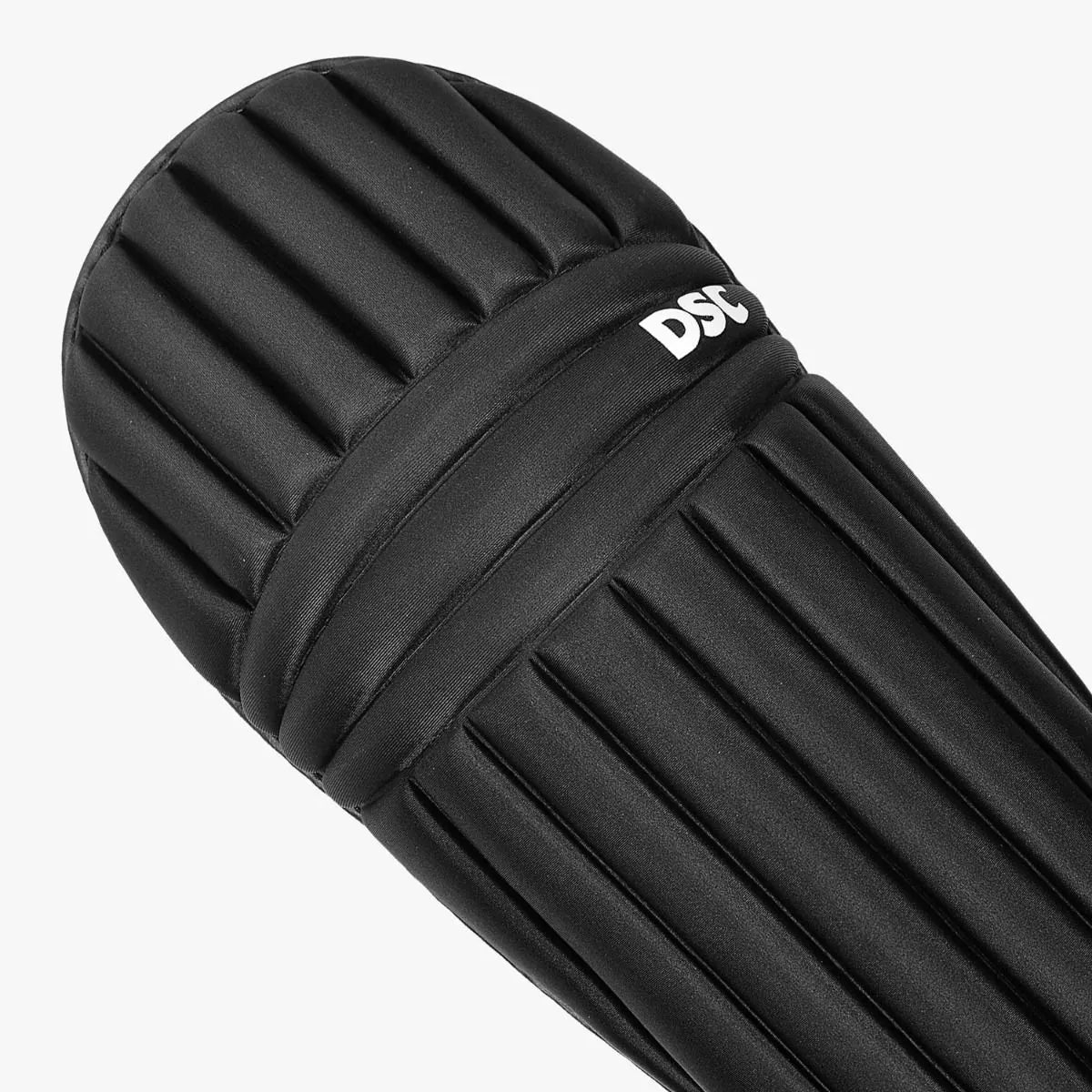 Black Cric Studio Canada Flex Lite Moulded Batting Leg Guard with adjustable straps and protective padding for cricket batting safety.