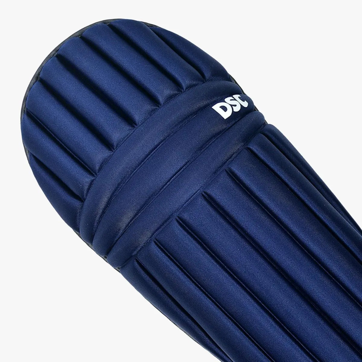 Navy blue Cric Studio Canada Flex Lite Moulded Batting Leg Guard with protective padding and adjustable straps for cricket batting.