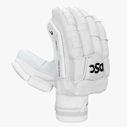 DSC Pro Player Batting Gloves by Cric Studio Canada, showing black and red batting gloves with protective padding and adjustable wrist strap.