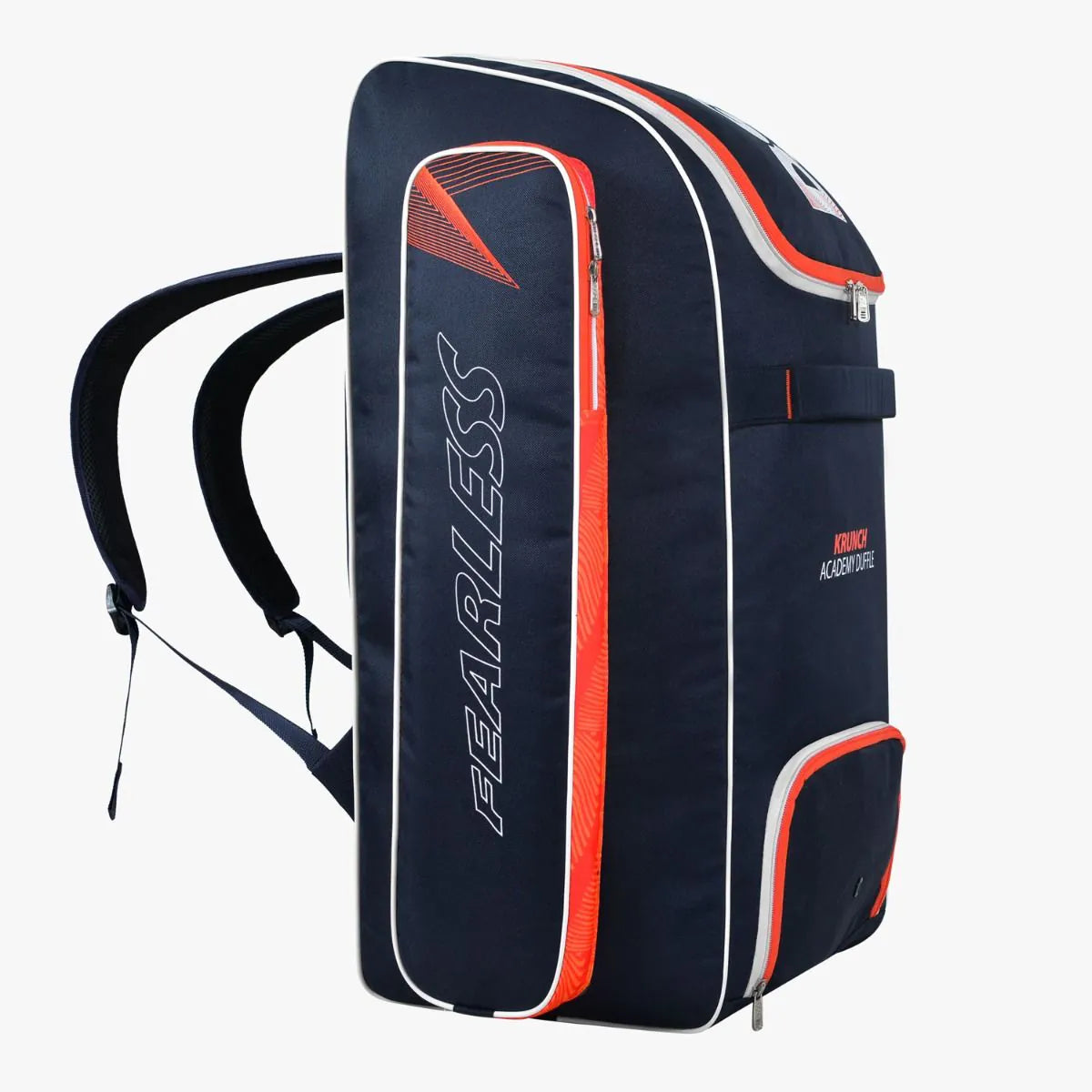 Cric Studio Canada DSC Krunch Academy duffle kitbag with adjustable shoulder strap, multiple compartments, black and red design.