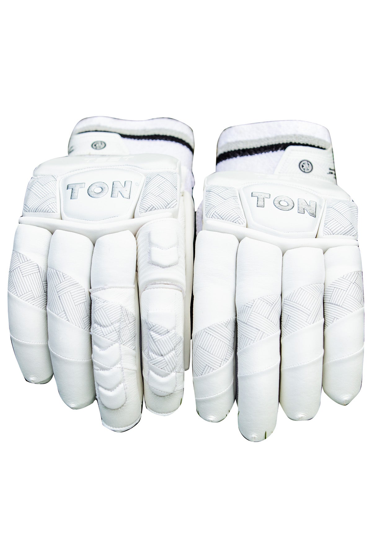 Cric Studio Canada SS TON Test New Batting Gloves, black and white cricket batting gloves with padding and grip for protection.
