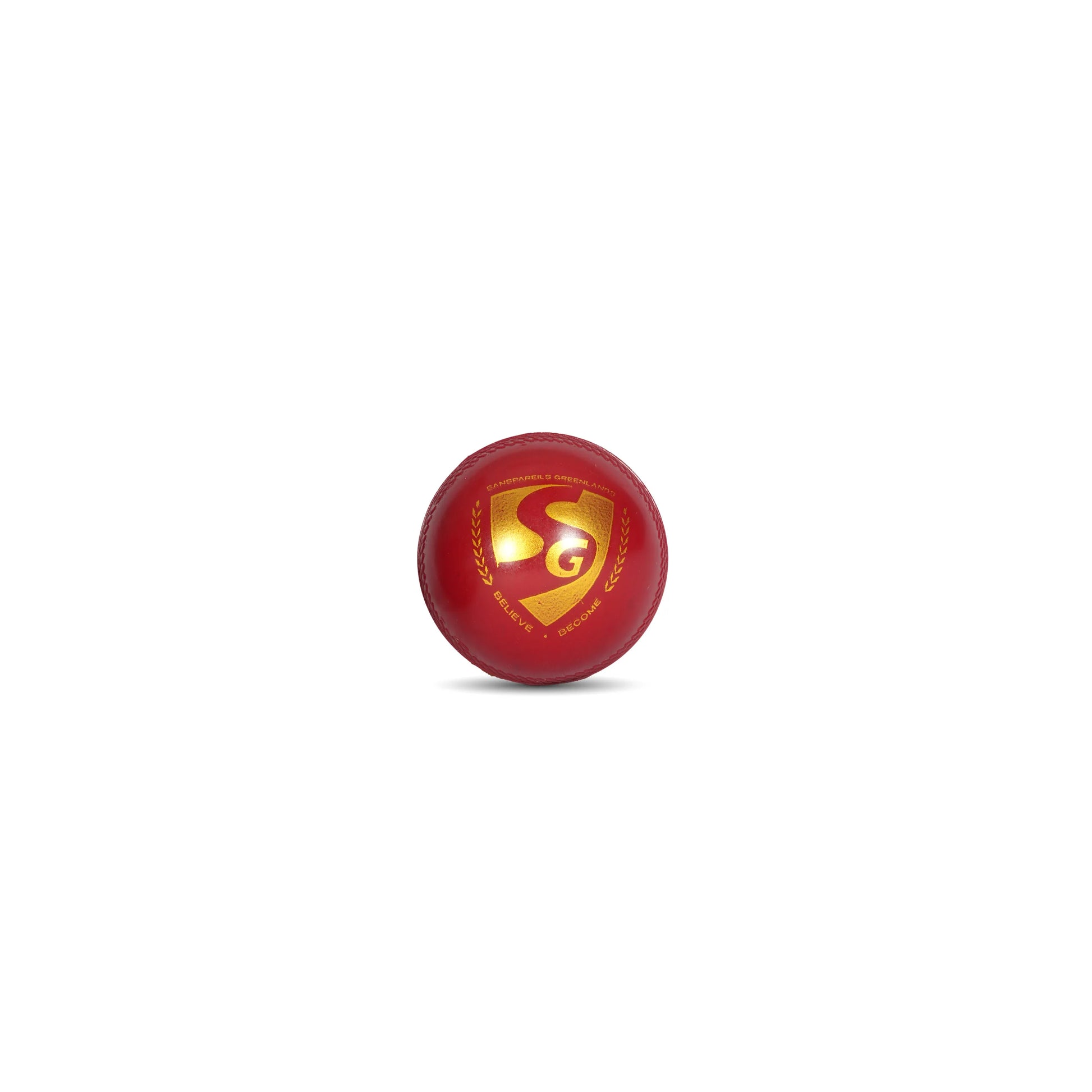 Cric Studio Canada SG Everlast Tec synthetic cricket ball, tennis ball design, white with branding details, close-up shot