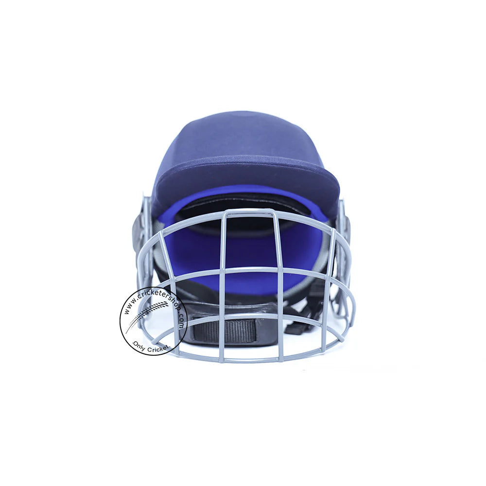Cricket helmet with steel grill, Forma Little Master MST helmet by Cric Studio Canada, black and white design with ventilation vents.