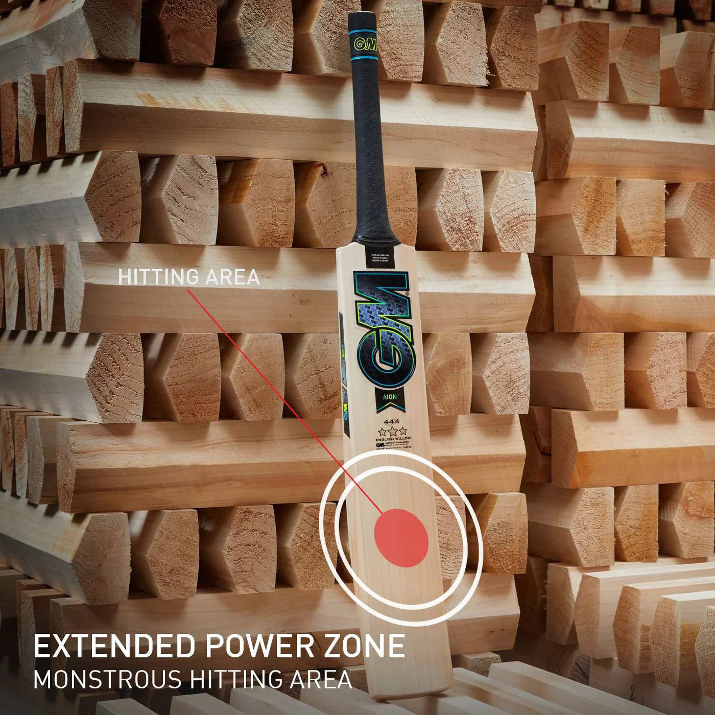 Cric Studio Canada GM 444 Aion English Willow Cricket Bat with a polished handle and traditional blade design.