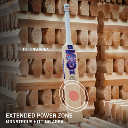 GM 444 Mana English Willow Cricket Bat by Cric Studio Canada, showing the bat's signature and classic design.
