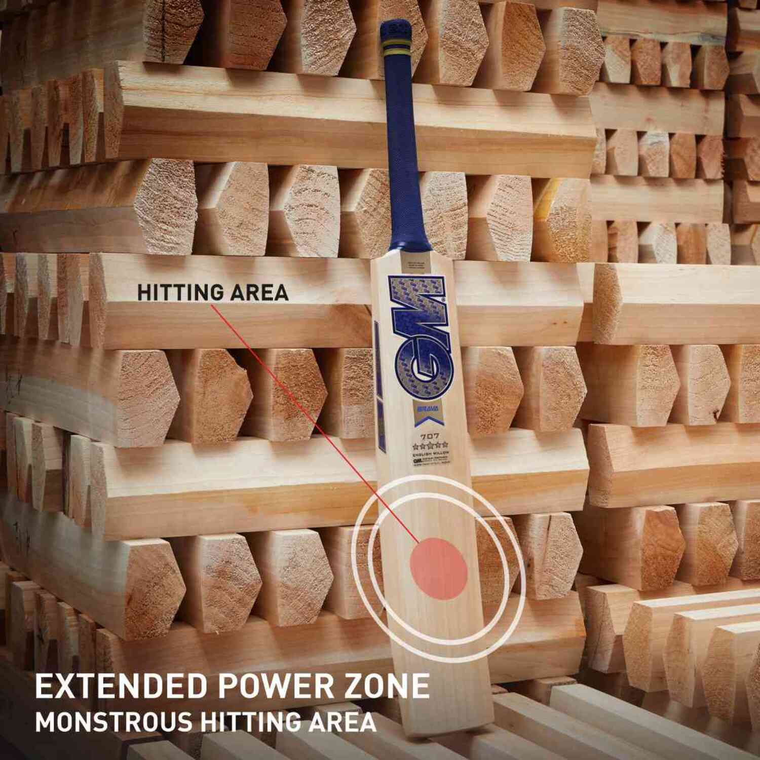 Cric Studio Canada GM 707 Brava English Willow cricket bat with signature design and polished wood finish.
