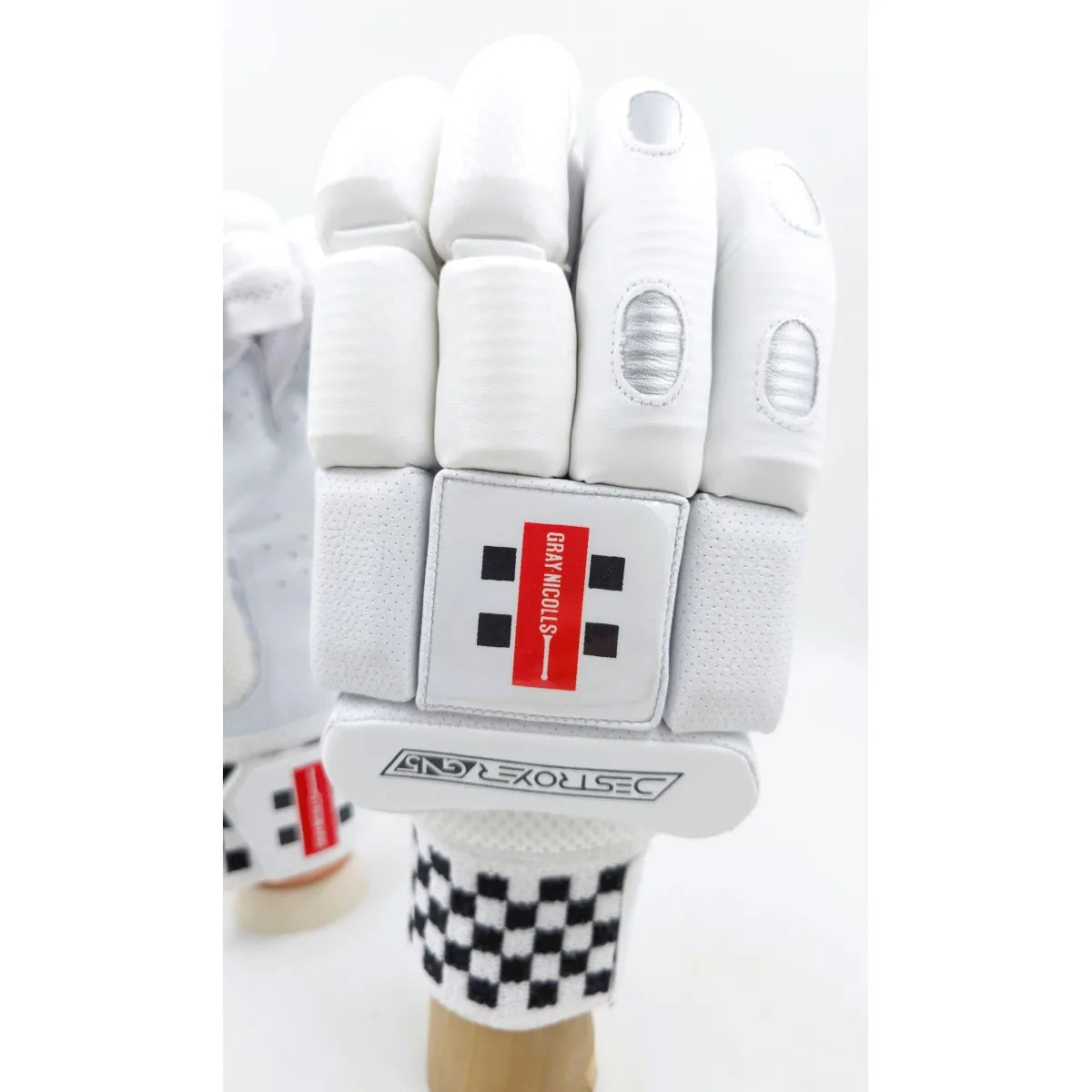 GN5 Destroyer batting gloves by Cric Studio Canada, black and red cricket batting gloves with padded palms and adjustable wrist straps.