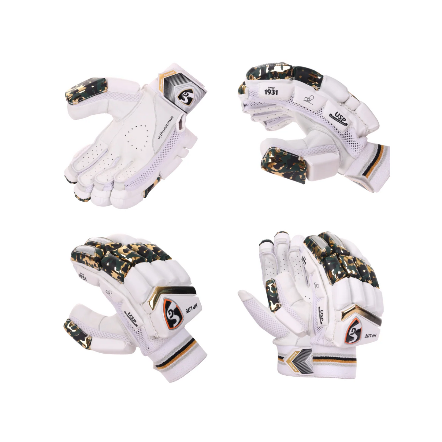 Cric Studio Canada SG HP Lite Batting Gloves with padded palms and adjustable wrist straps for cricket batting protection.