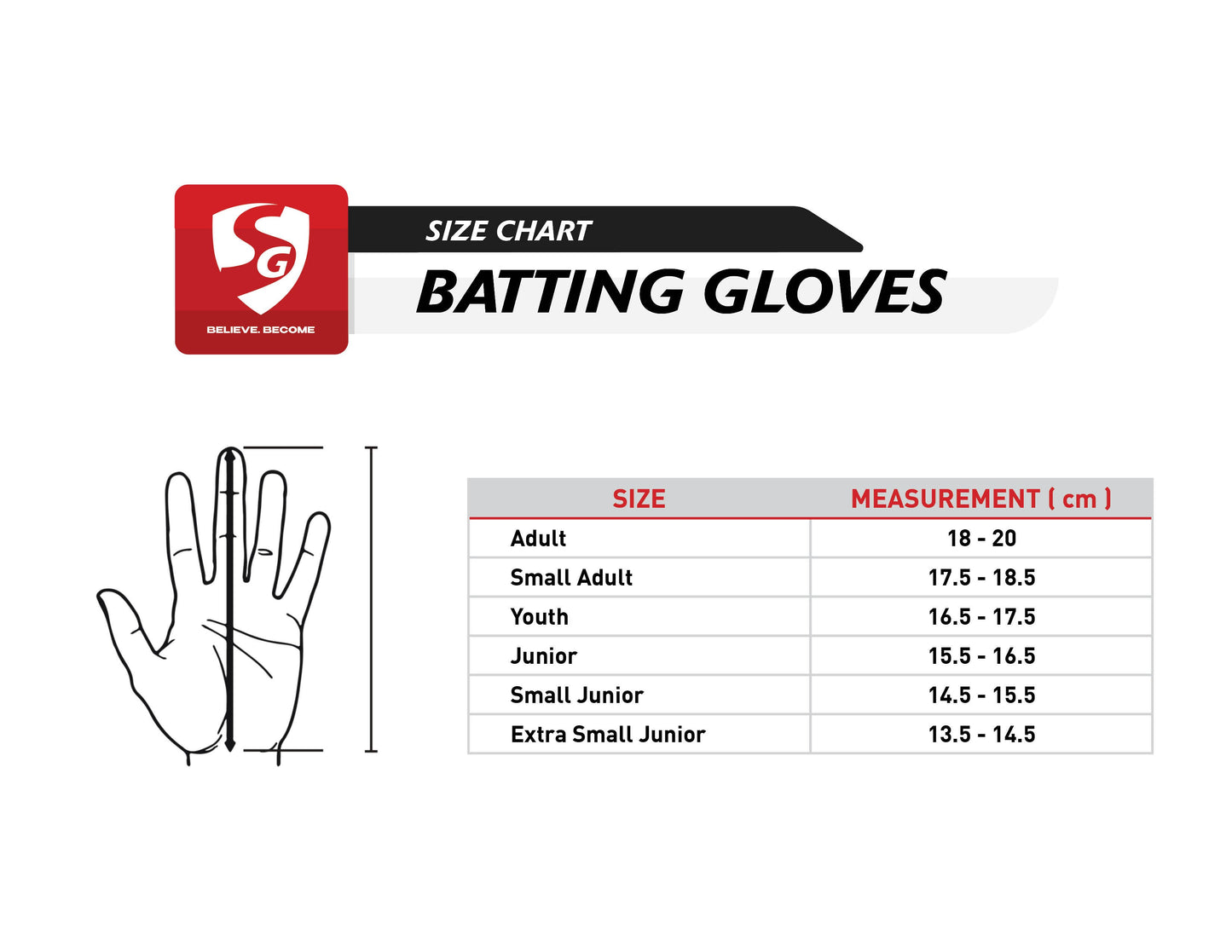 Cric Studio Canada SG Elite batting gloves with padded palms and adjustable wrist straps for cricket players.