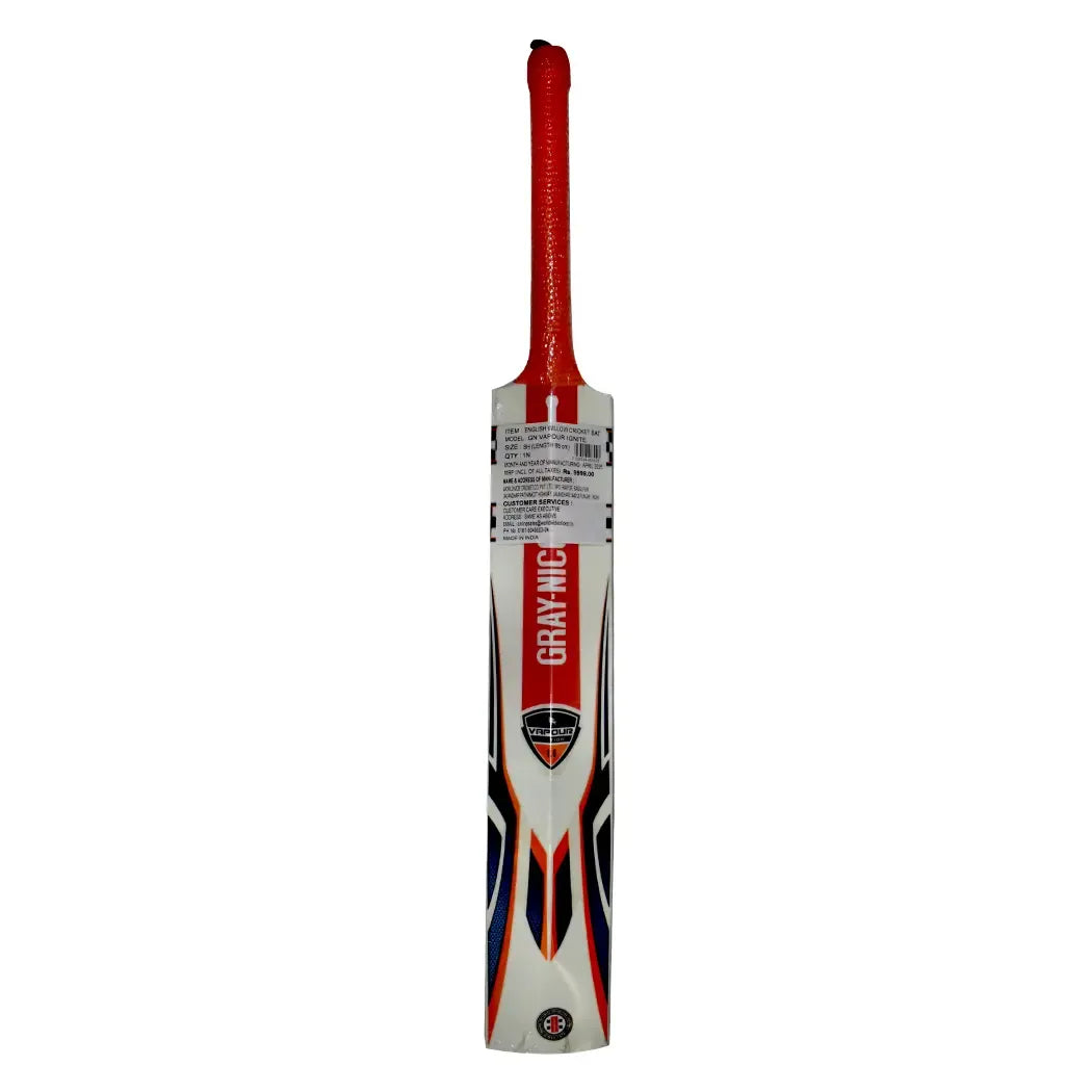 Cricket bat from GN Vapour Ignite series by Cric Studio Canada, showing a wooden cricket bat with a smooth handle.