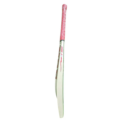 Cric Studio Canada MRF Genius Legacy cricket bat with a wooden blade and handle, ready for play on a cricket field.