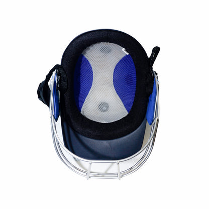 SS Elite cricket helmet with protective grille and adjustable straps, designed for safety and comfort during cricket matches.