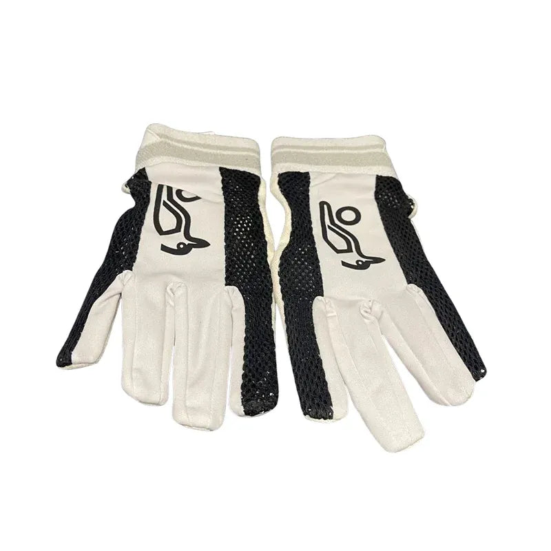 Cric Studio Canada KB W/K inner gloves, professional hockey accessories, close-up of black and white inner gloves for hockey players