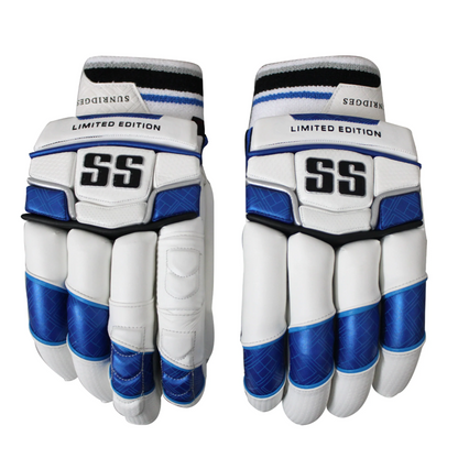SS Limited Edition Batting Gloves designed for cricket players, featuring padded palms and adjustable wrist straps for comfort.