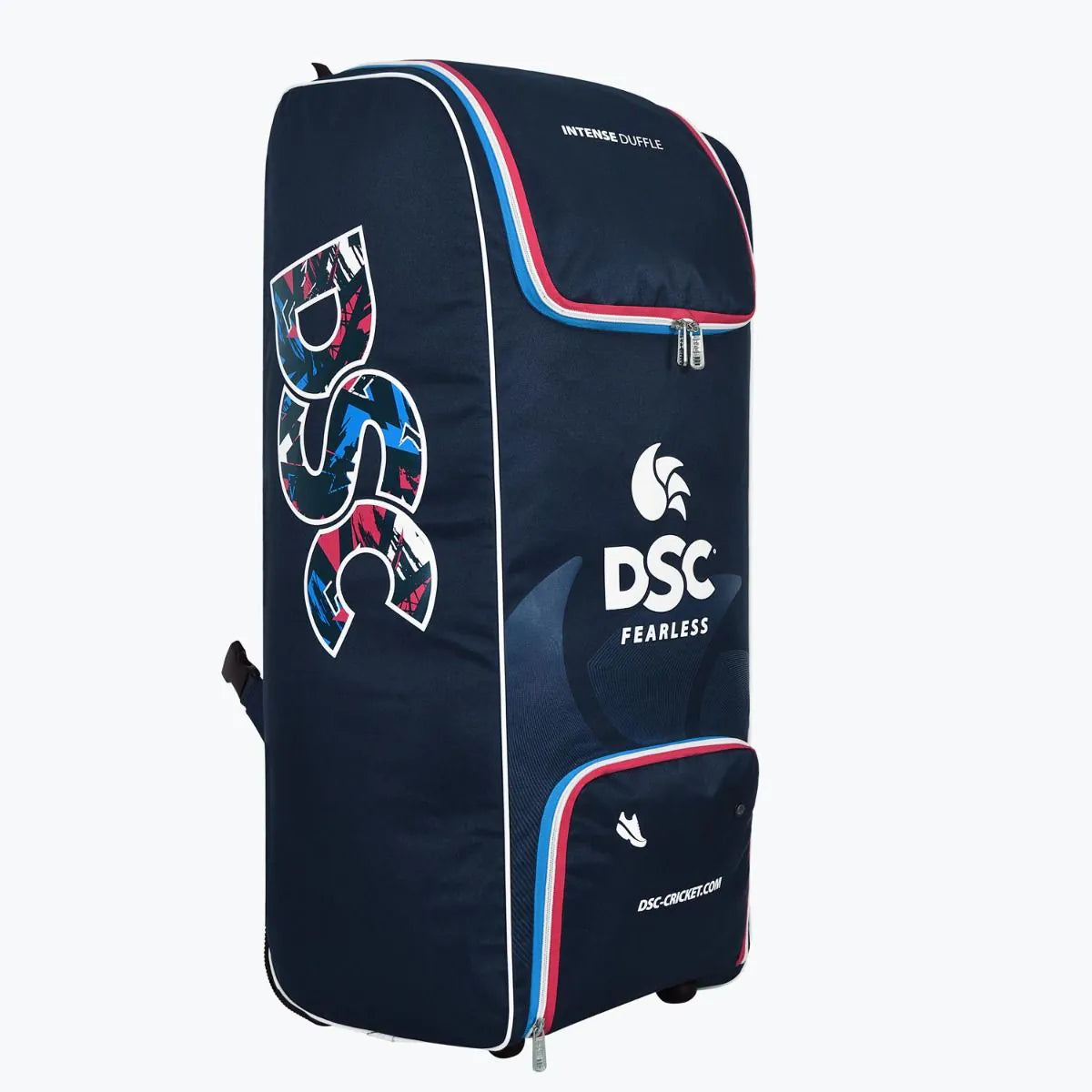 Cric Studio Canada DSC Intense Junior Duffle Kitbag shown in black with sturdy handles and zip closure, suitable for sports gear.