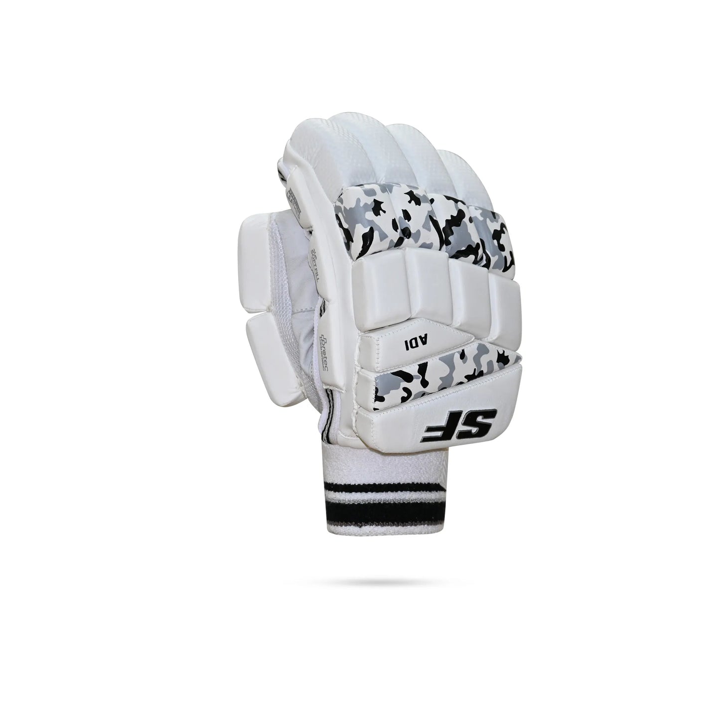Cric Studio Canada SF Camo Adi MRH batting gloves with camouflage design and padded palms for cricket batting protection